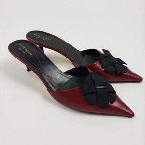 Kate Spade Bow Pointed Toe Slip On Kitten Heels
